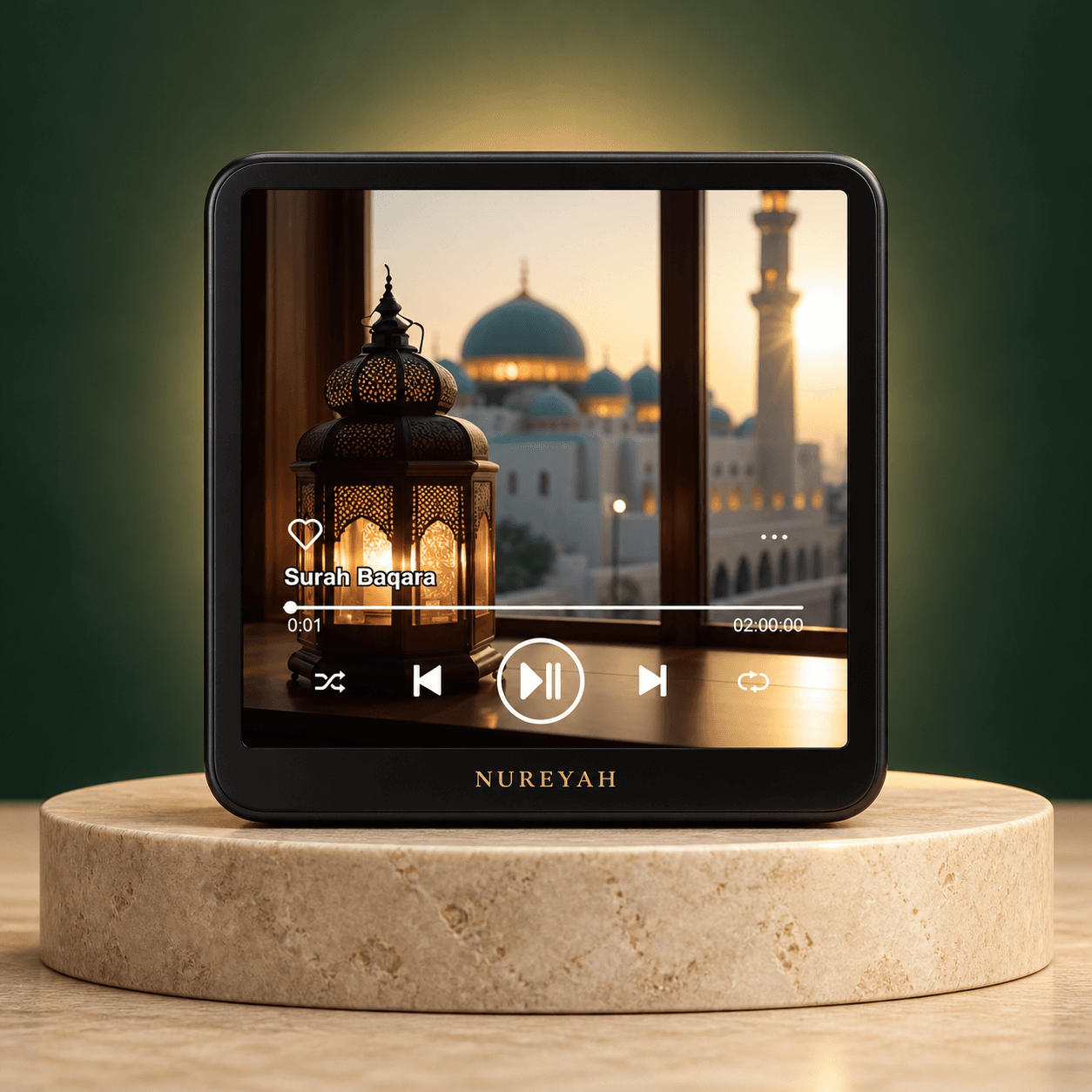 Coran audio magnétique Nureyah fixé sur un réfrigérateur